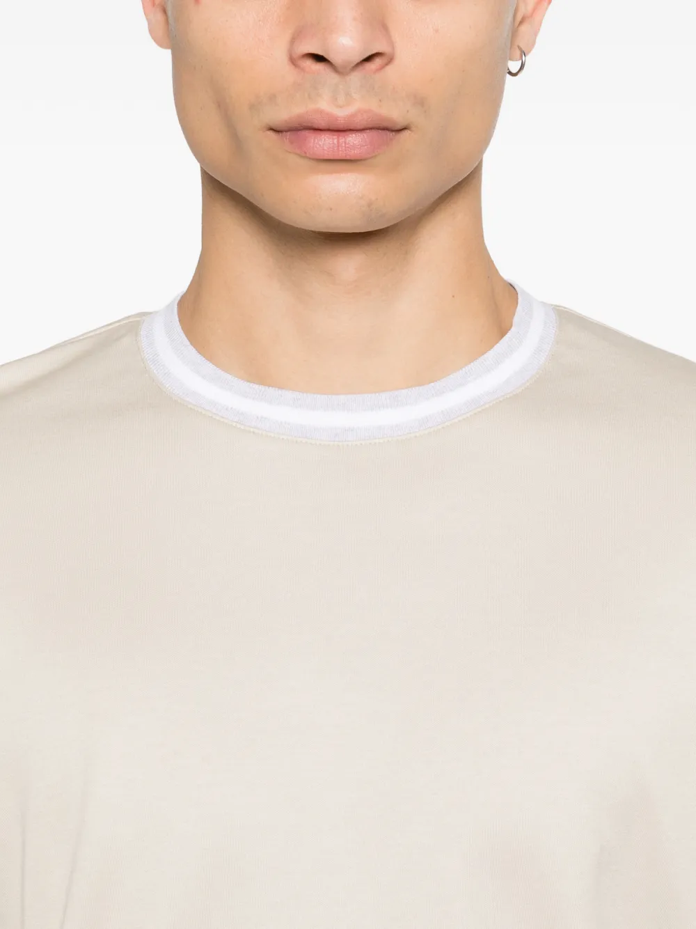 Eleventy T-shirt met geribbelde afwerking Beige