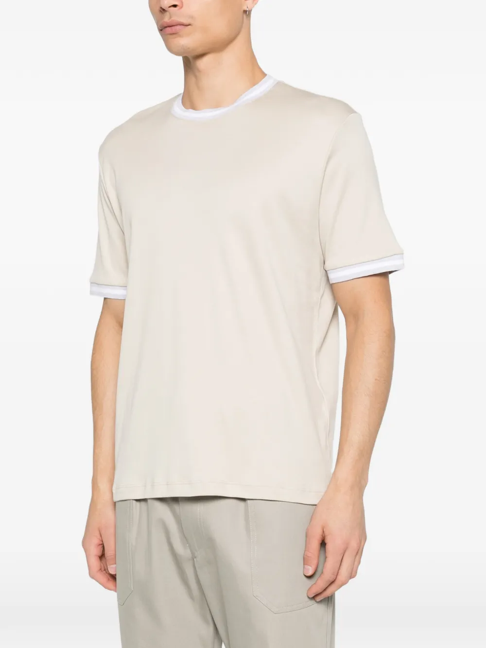 Eleventy T-shirt met geribbelde afwerking Beige