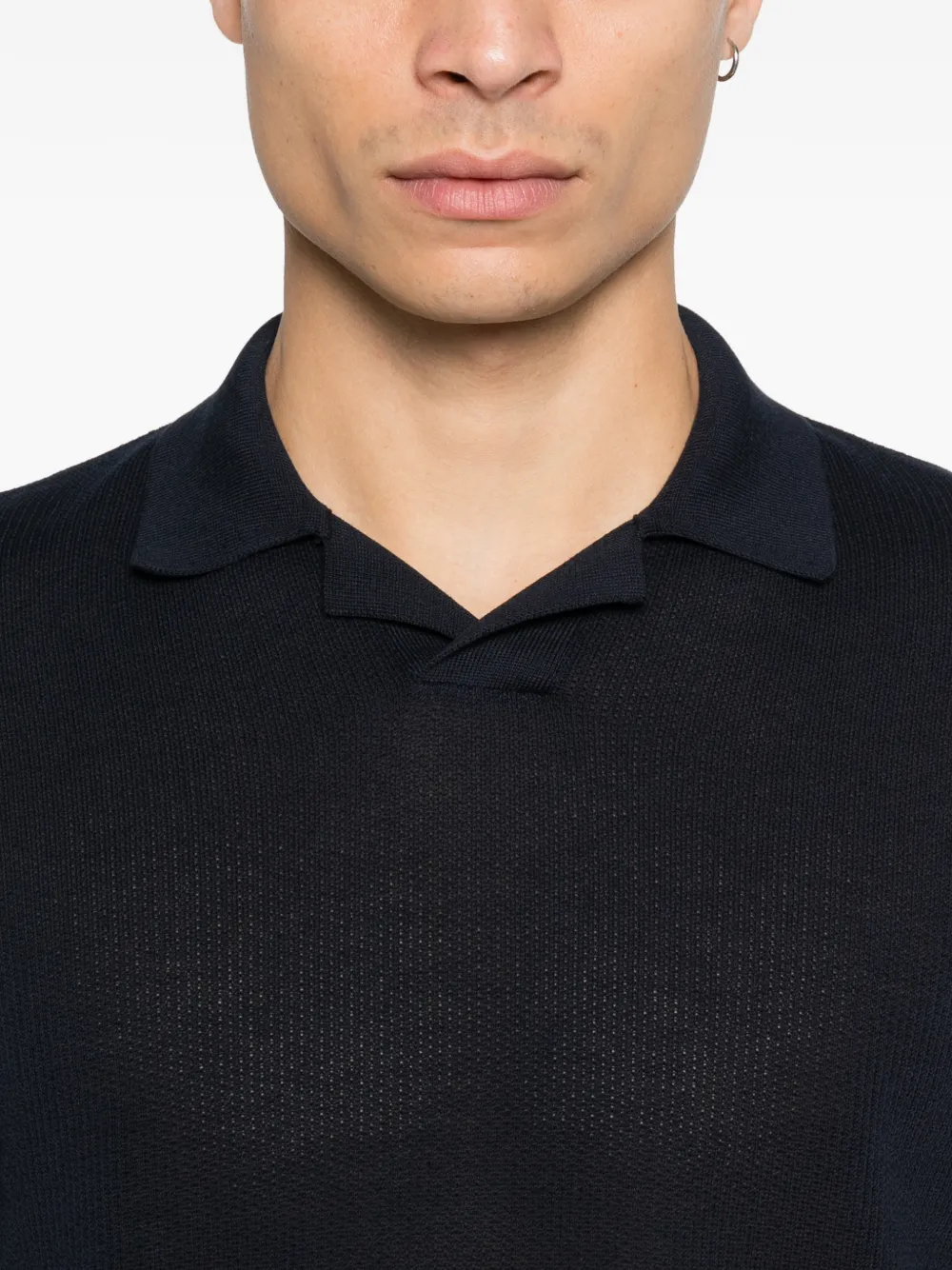 Eleventy Gebreid T-shirt met polokraag Blauw