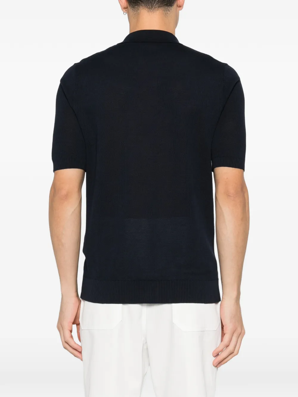 Eleventy Gebreid T-shirt met polokraag Blauw