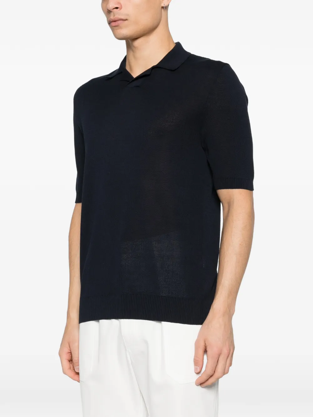 Eleventy Gebreid T-shirt met polokraag Blauw