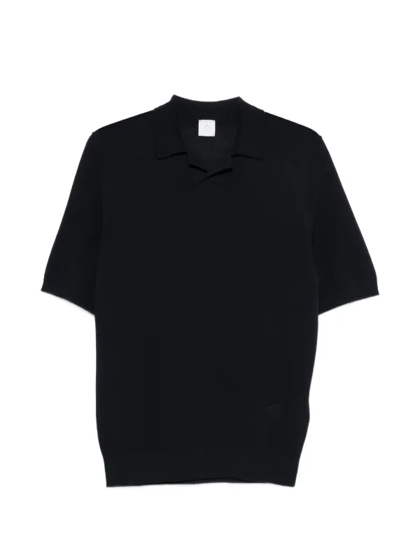 Eleventy Knitted Cotton Polo-collar T-shirt in Blue