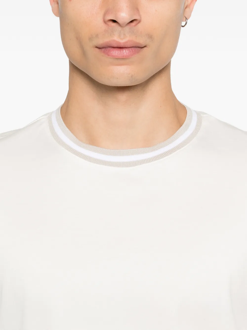 Eleventy T-shirt met geribbelde afwerking Wit