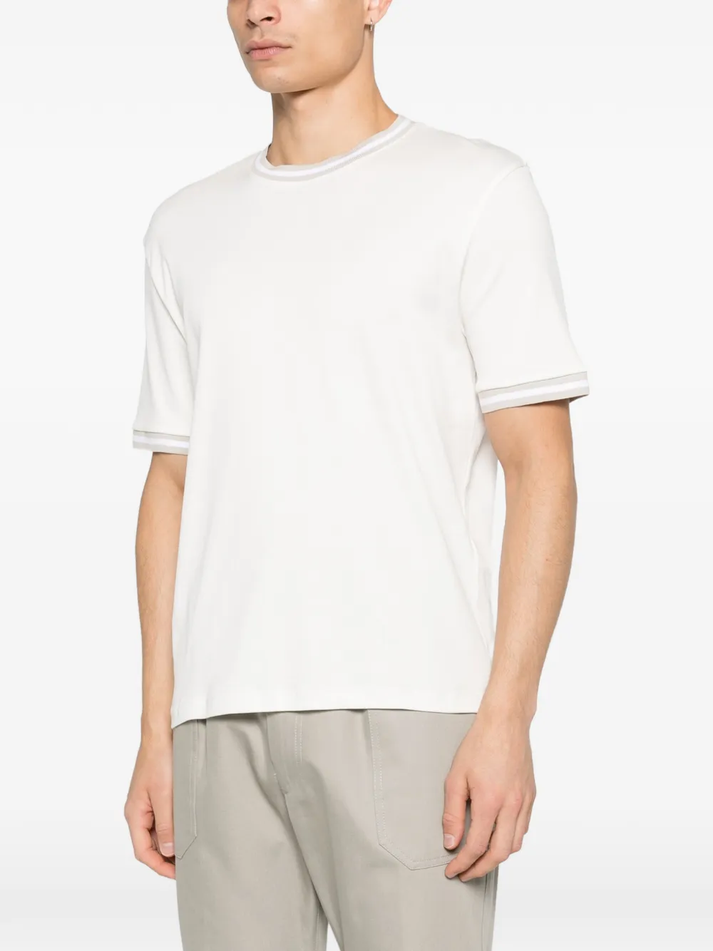 Eleventy T-shirt met geribbelde afwerking Wit