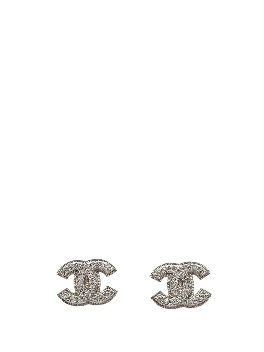 CHANEL Pre-Owned 2011 Silver Plated CC Crystal Push Back Earrings costume earrings - Argento