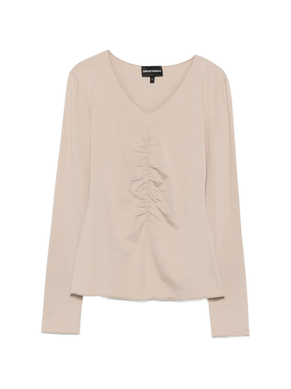 Emporio Armani gathered-effect V-neck T-shirt - Toni neutri