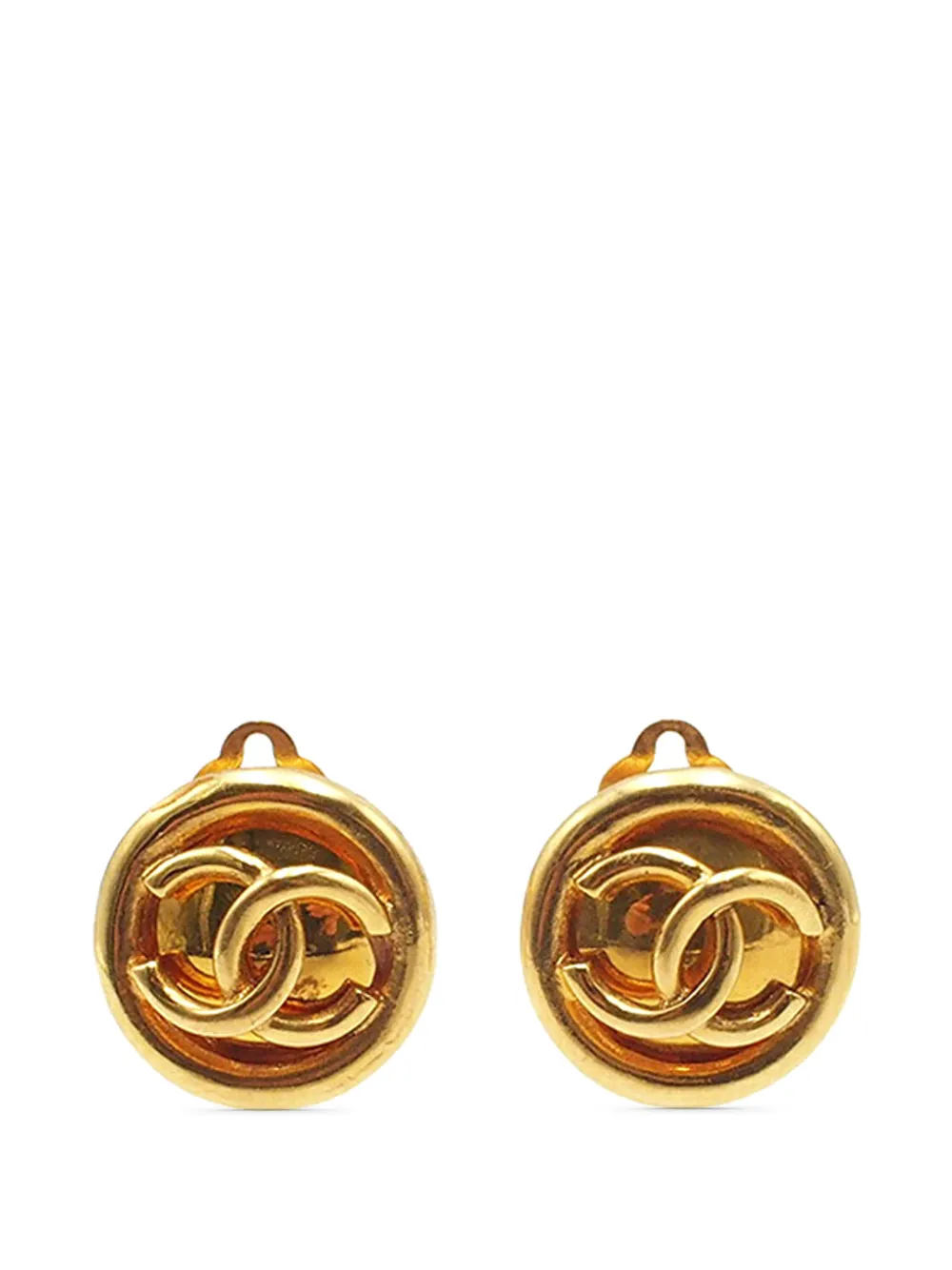 CHANEL Pre-Owned Orecchini tondi CC a clip con placcatura oro 1993