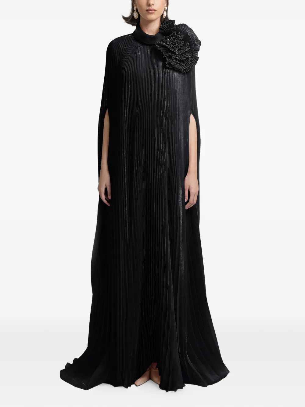 Gemy Maalouf draped flower maxi dress - Schwarz