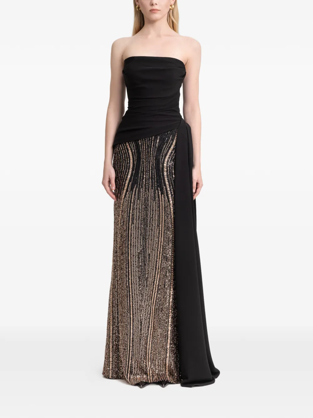 Gemy Maalouf draped beaded maxi dress - Nero
