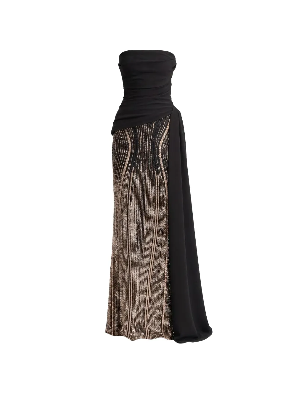 Gemy Maalouf draped beaded maxi dress - Nero