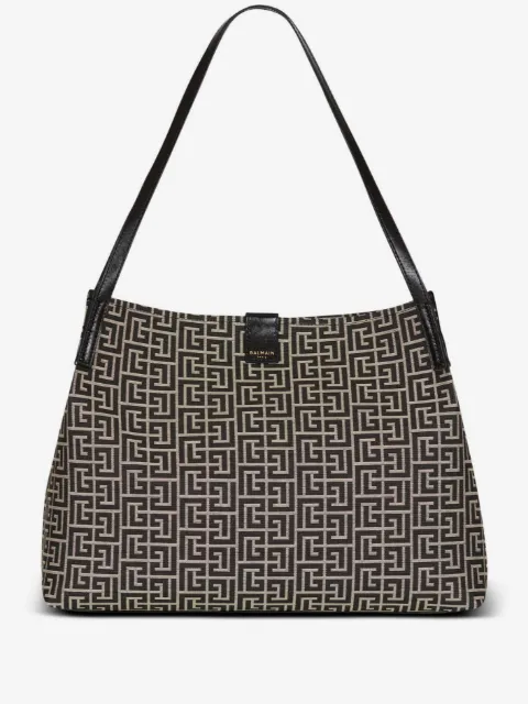 Balmain medium Release Shopper bag in monogram jacquard and calfskin leather