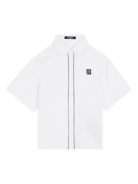 Balmain Kids camisa con ribete del logo