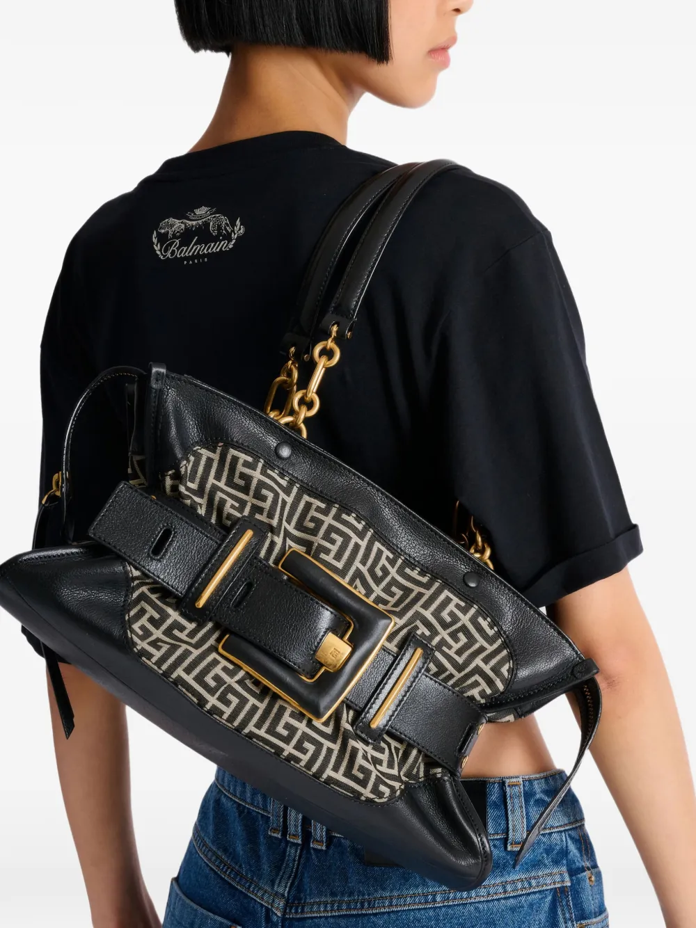 Balmain Anthem shopper met monogram jacquard Zwart