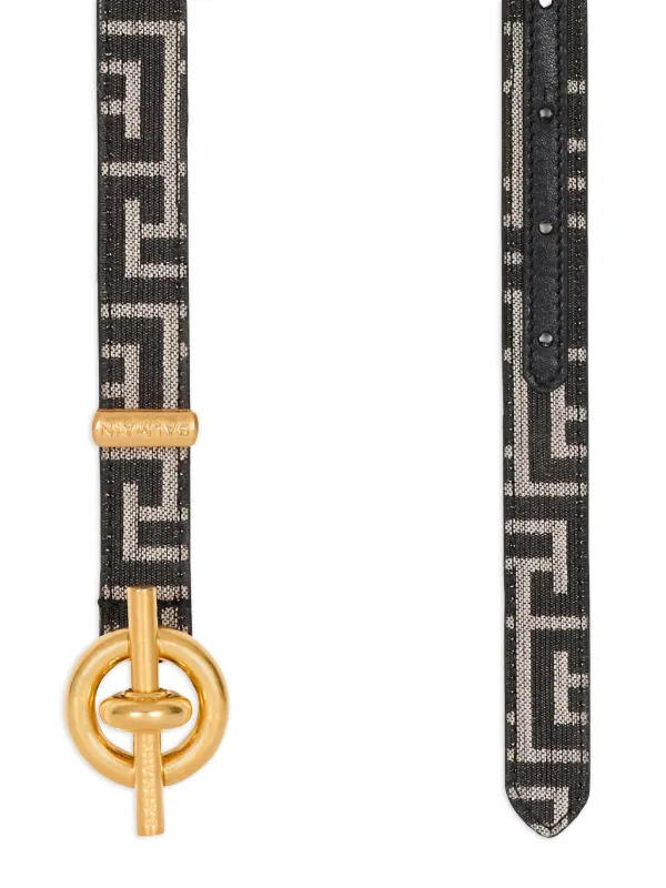 BALMAIN ブラックレザーベルト ゴールドバックル Balmain モノグラム バックルベルト | ブラック | FARFETCH JP