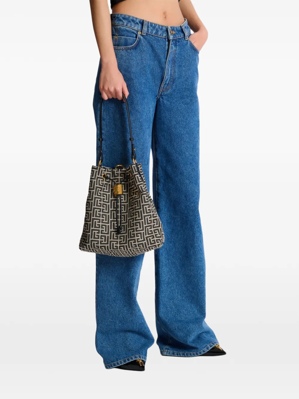  Balmain Monogram Jacquard Backpack - Black 