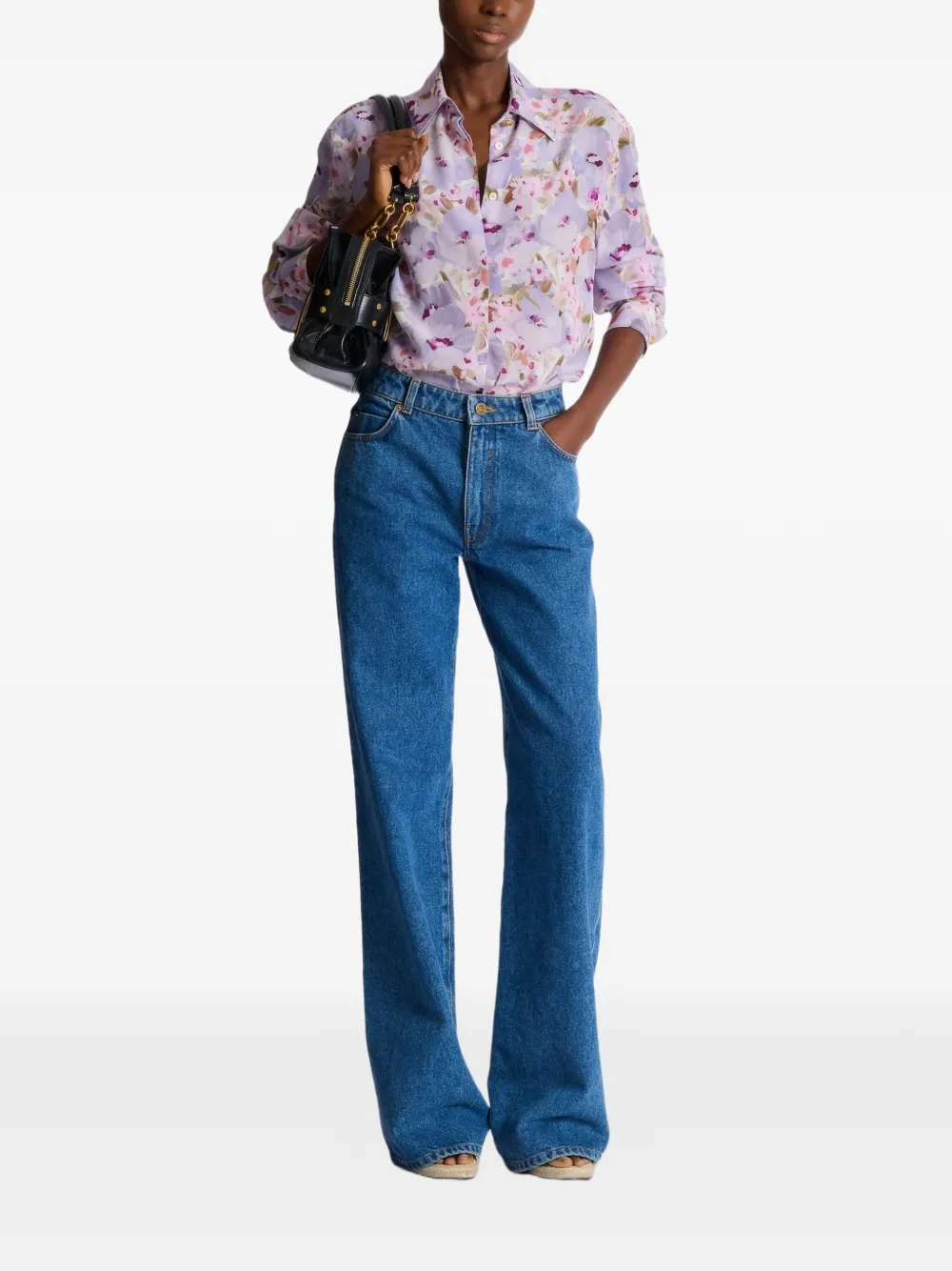Balmain Shirt met bloemenprint Paars