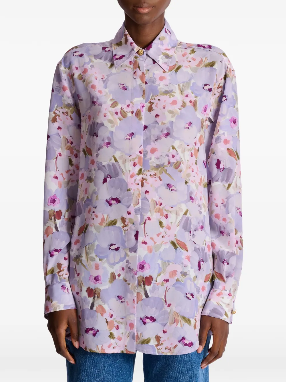 Balmain Shirt met bloemenprint Paars