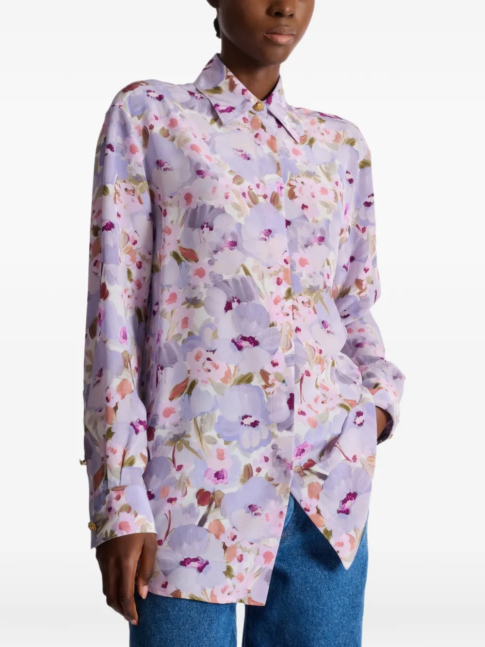Balmain Shirt met bloemenprint Paars