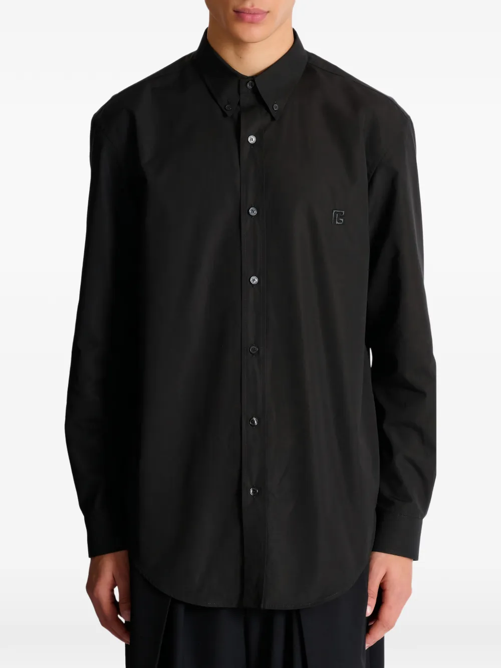  Balmain Cotton Poplin Shirt - Black 