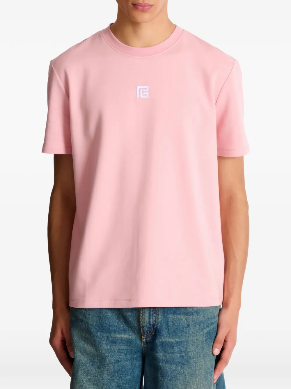 Balmain Logo-embroidered T-shirt - Pink 