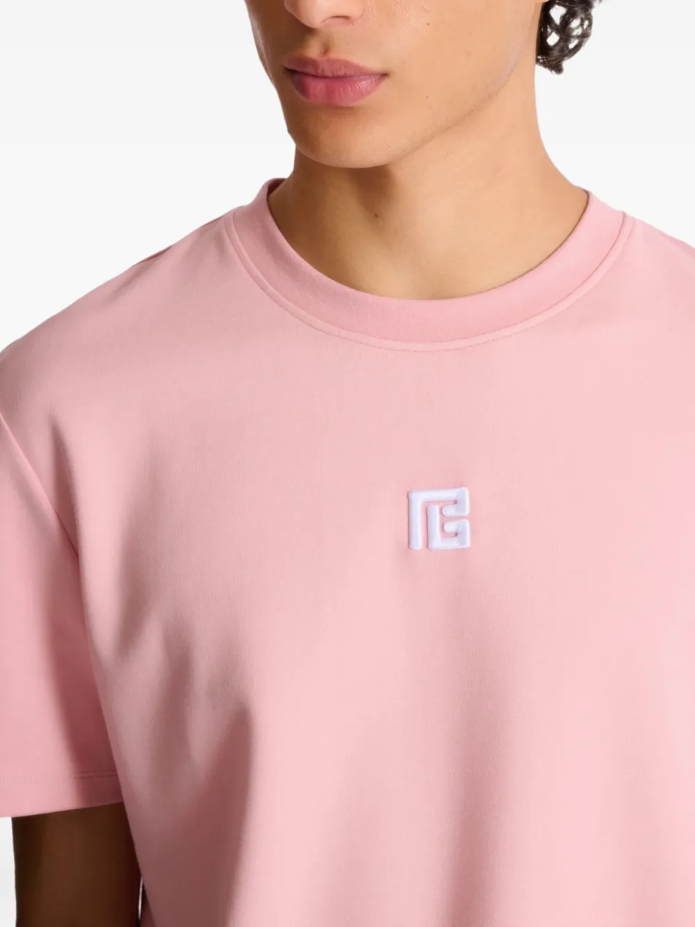 Balmain T-shirt met geborduurd logo Roze