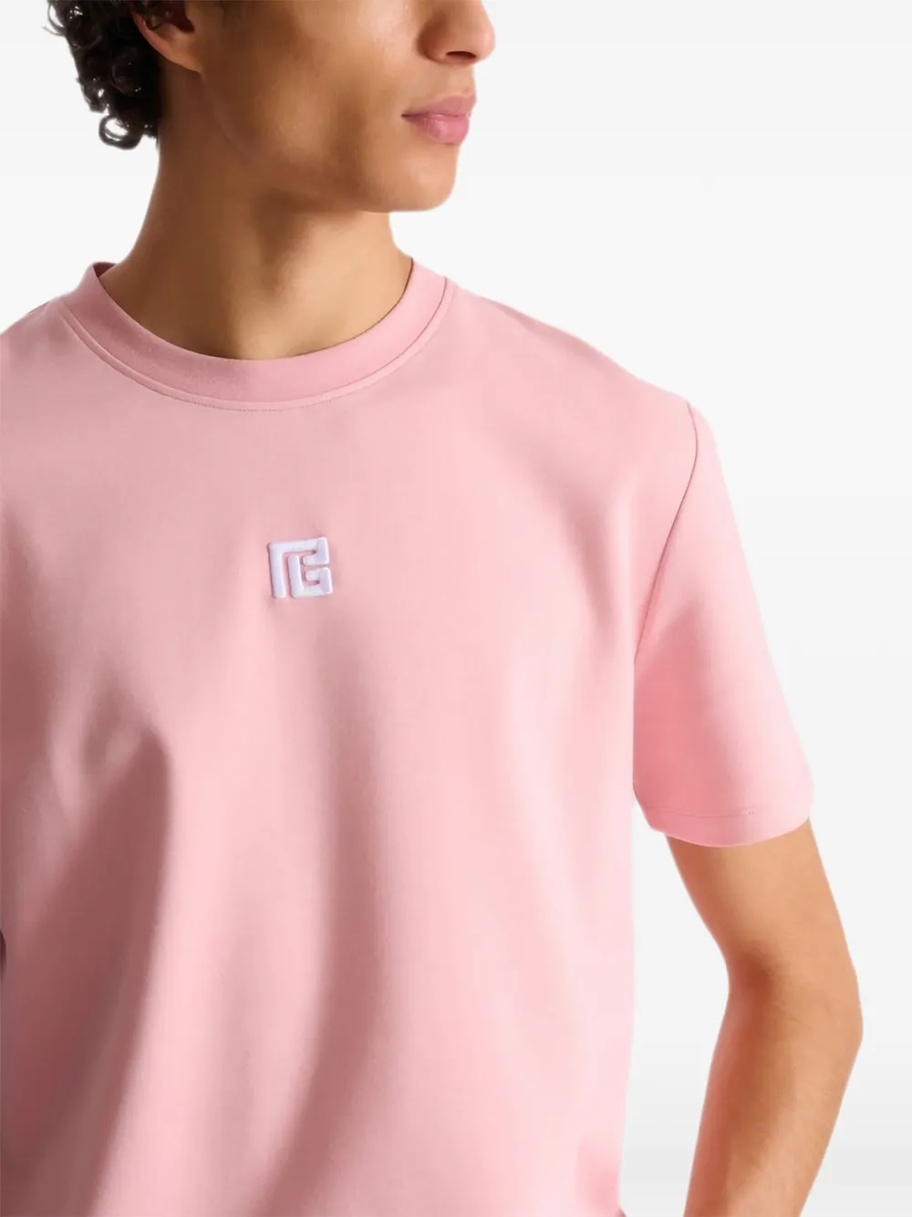Balmain T-shirt met geborduurd logo Roze