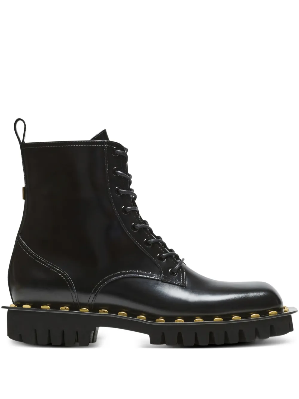 Balmain Glanzende combat boots Zwart
