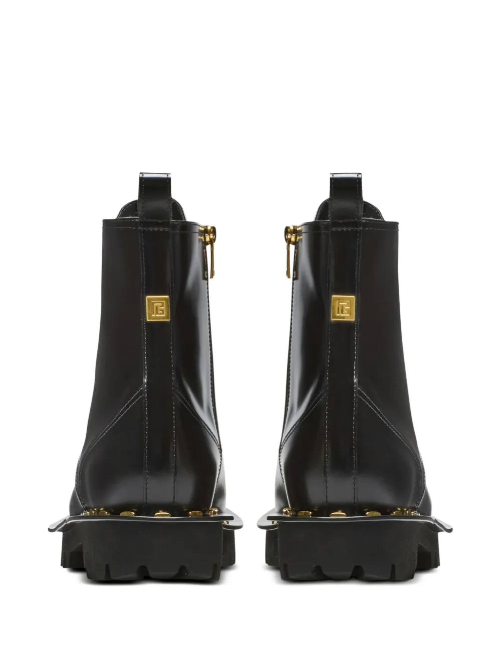 Balmain Glanzende combat boots Zwart