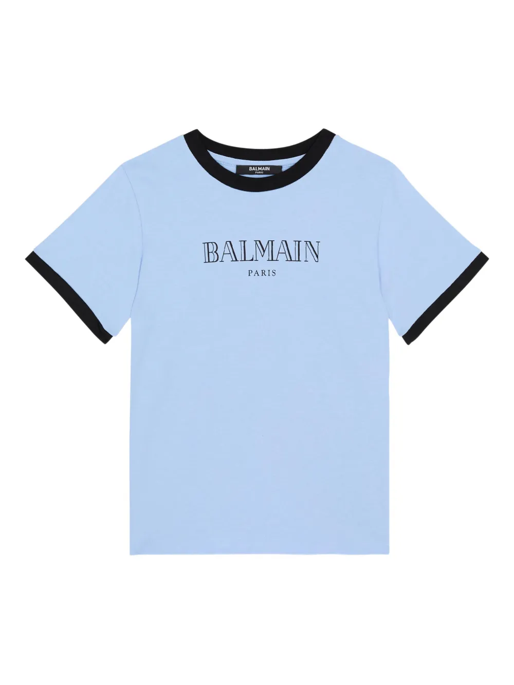 Balmain Kids logo-print ringer T-shirt - Blu