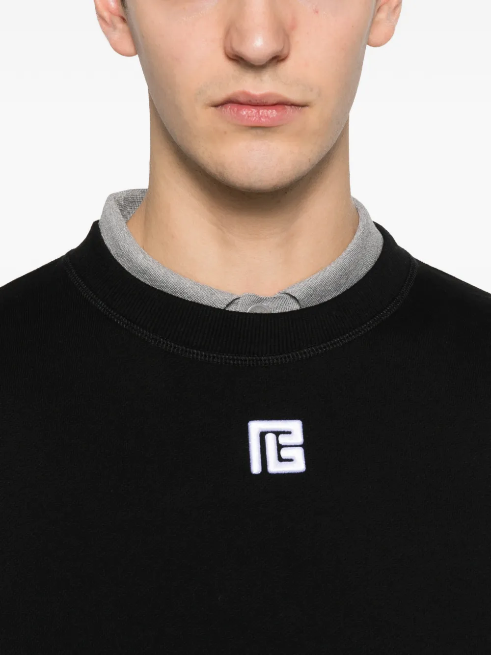 Balmain Sweater met geborduurd logo Zwart