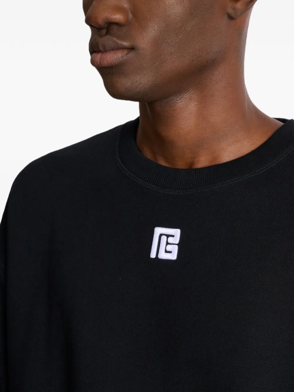 Balmain Sweater met geborduurd logo Zwart