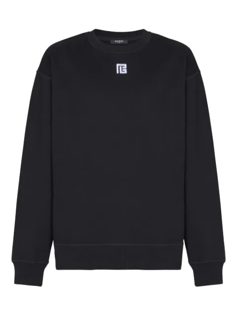 Balmain Cotton Sweatshirt With Pb Embroidery