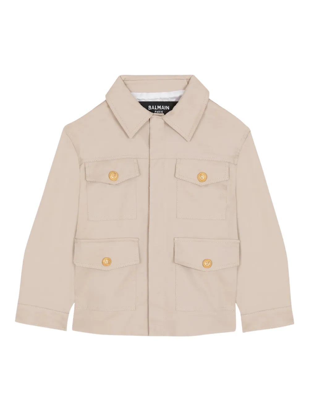 Balmain Kids buttoned cargo jacket - Toni neutri