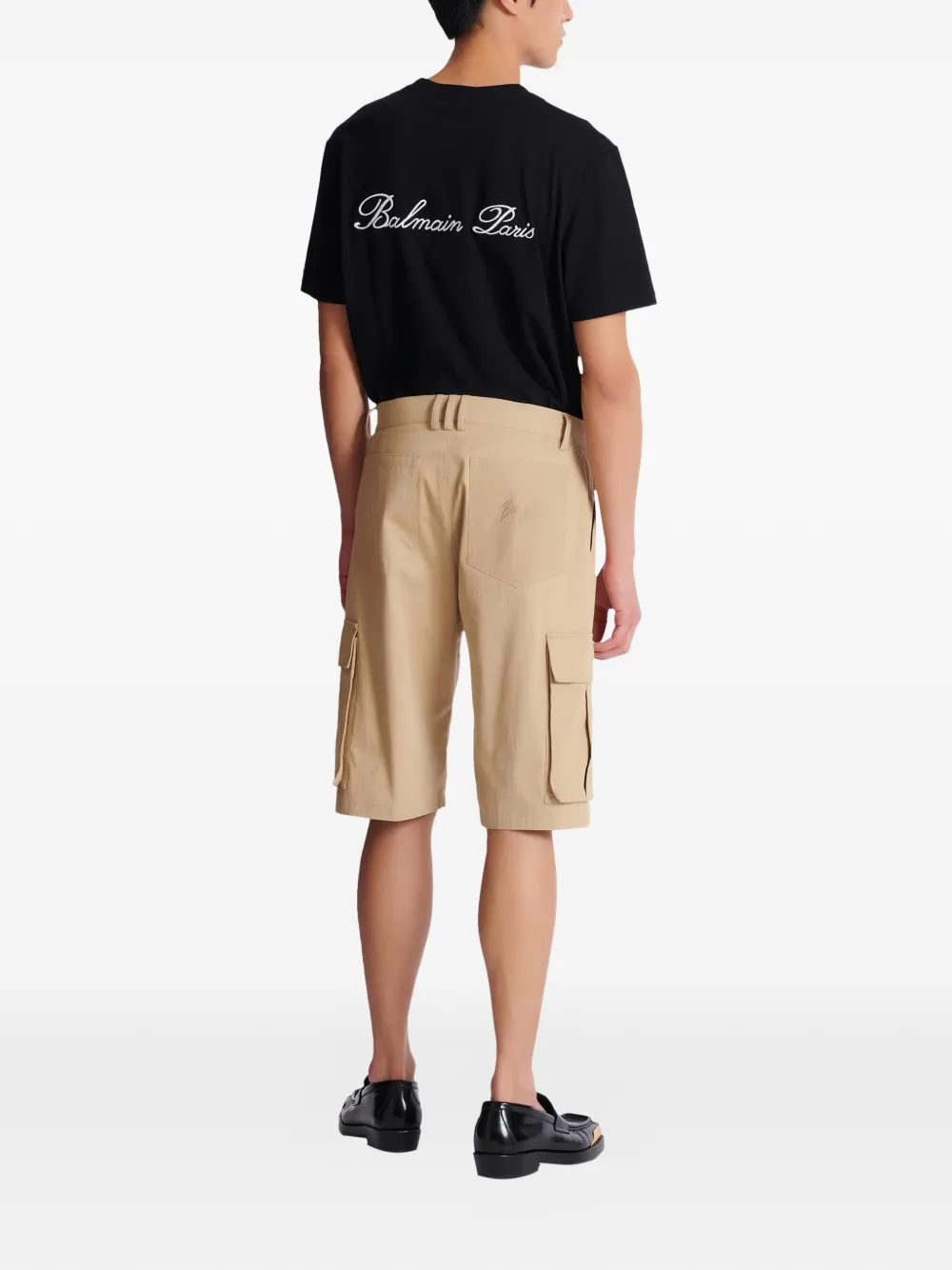 BALMAIN PARIS 総柄 カーゴショートパンツ Balmain コットンカーゴショートパンツ | ニュートラル | FARFETCH JP