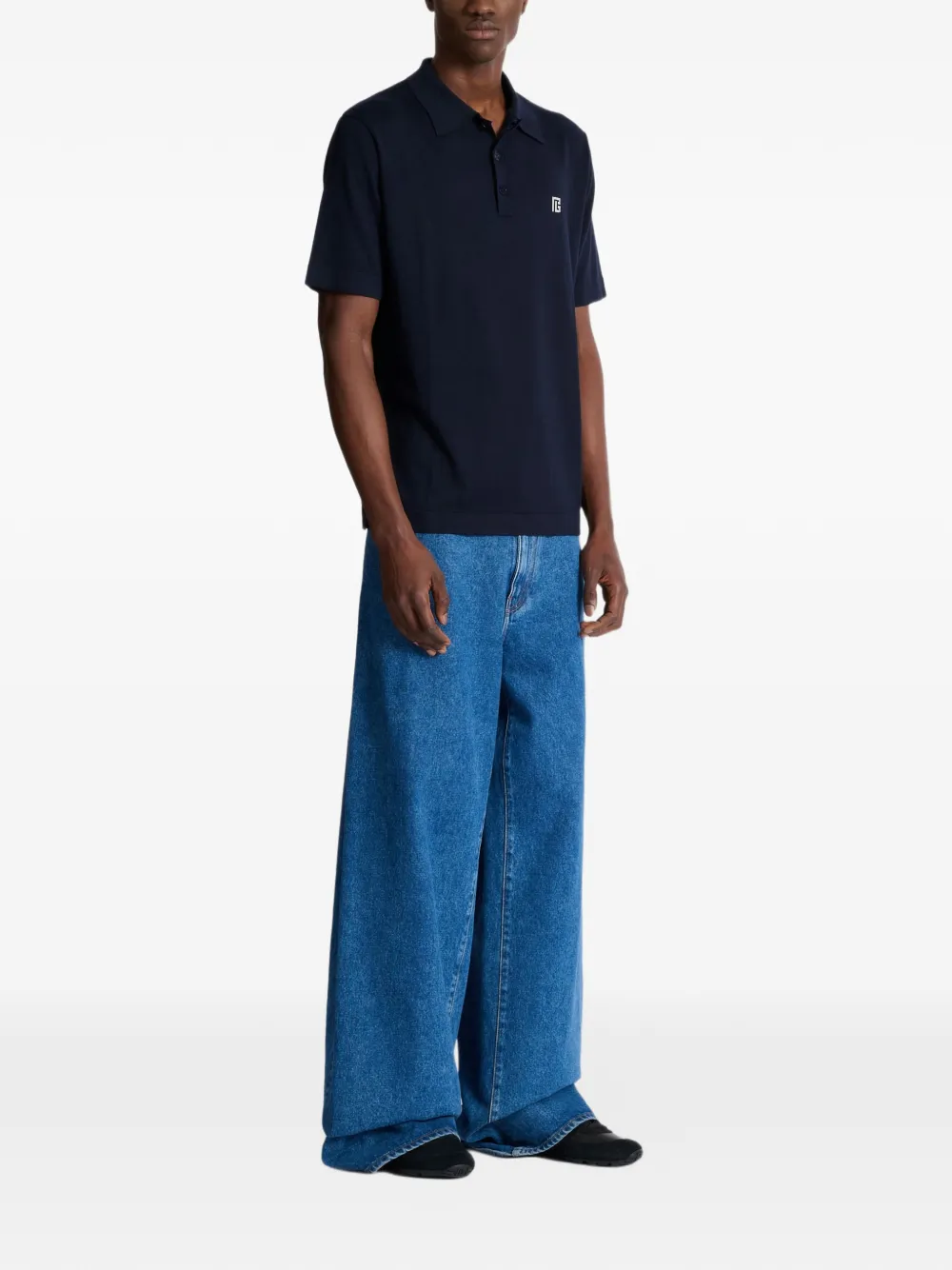 Balmain Poloshirt met geborduurd logo Blauw