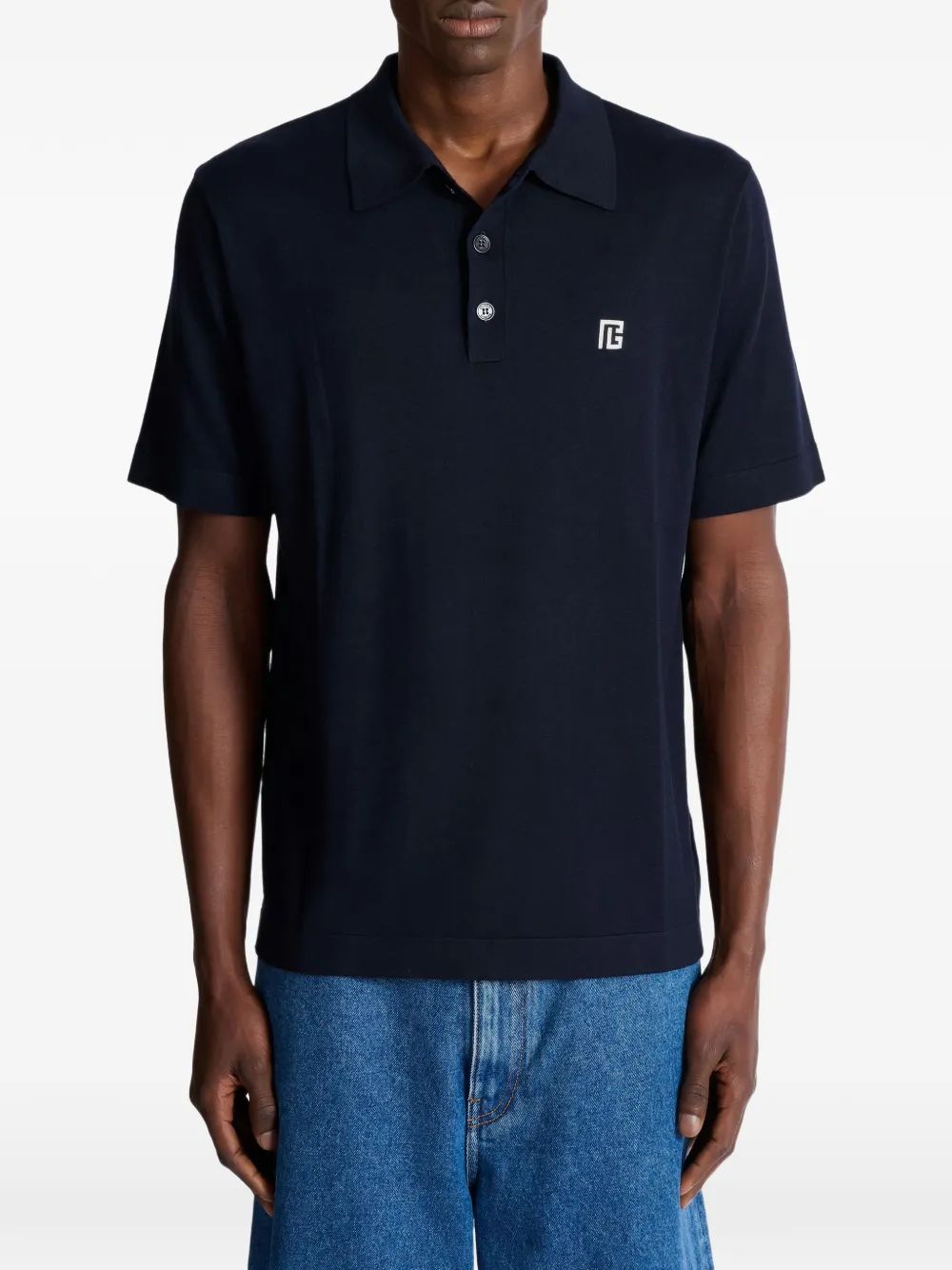 Balmain Poloshirt met geborduurd logo Blauw