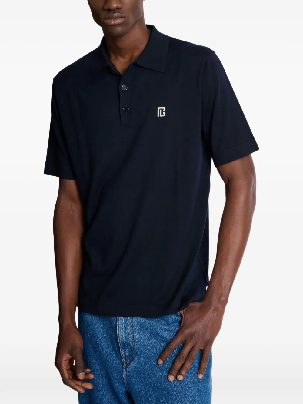 Balmain Poloshirt met geborduurd logo Blauw