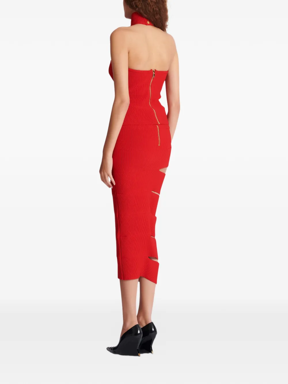 Balmain Uitgesneden maxi-rok Rood