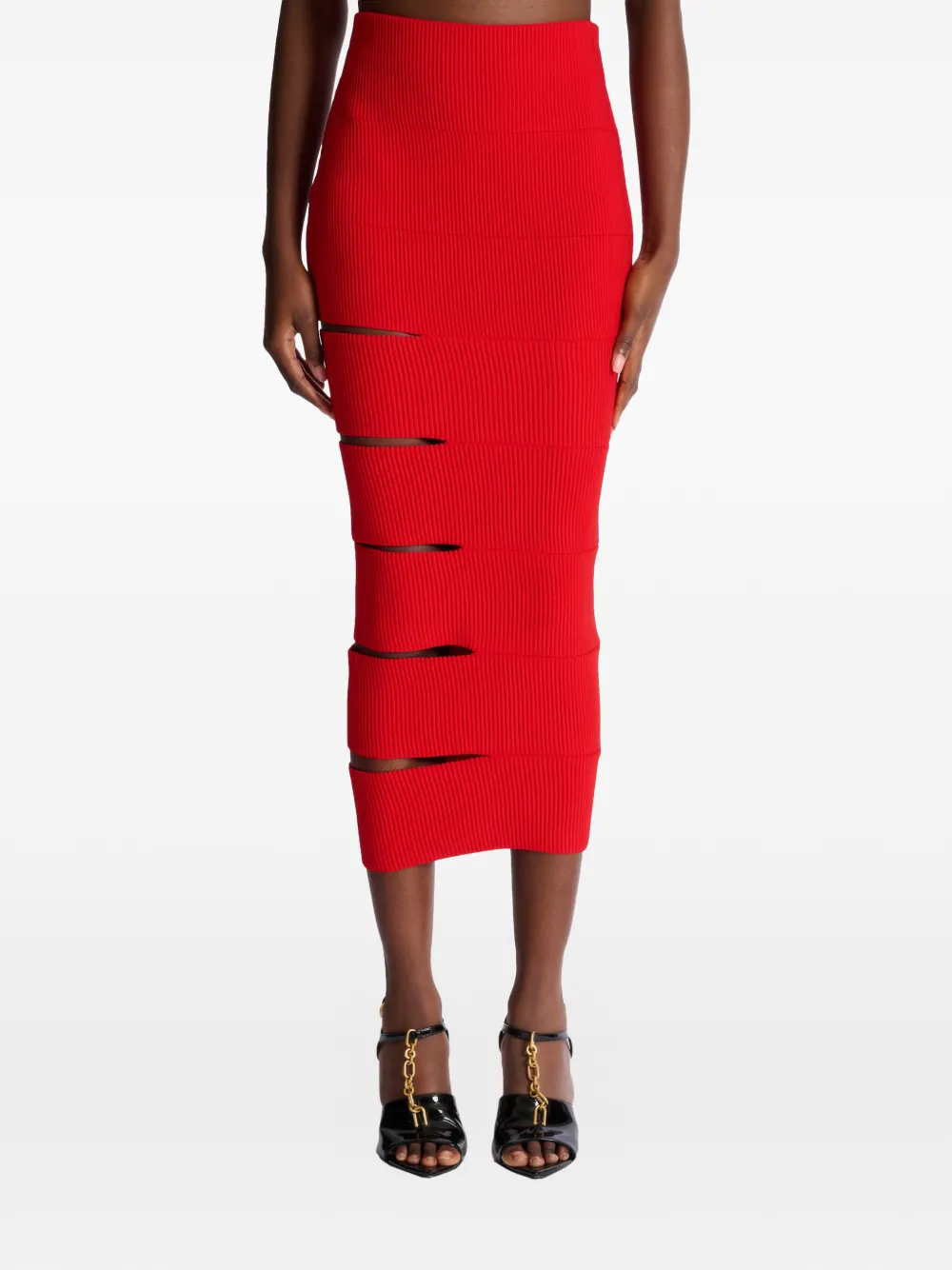Balmain Uitgesneden maxi-rok Rood