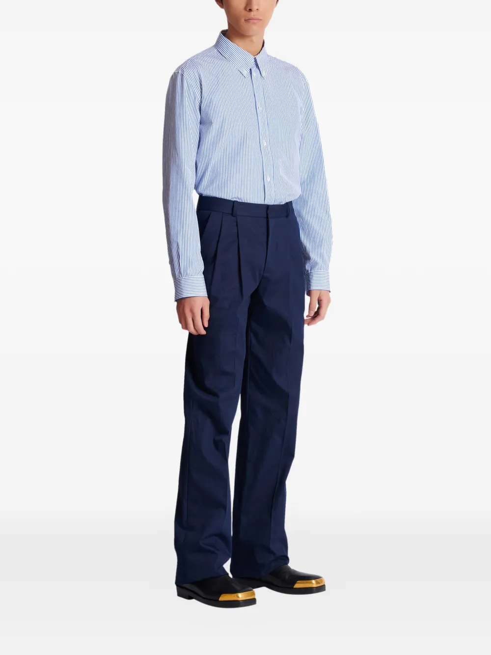  Balmain Darted Twill Trousers - Blue 