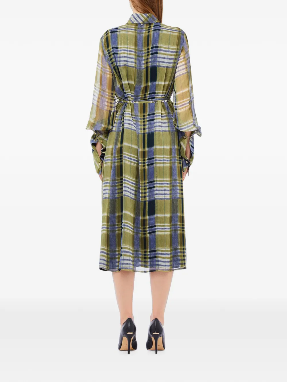 LIU JO Geruite midi-jurk met schakelketting Groen