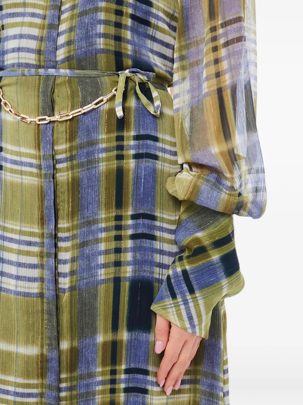 LIU JO Geruite midi-jurk met schakelketting Groen