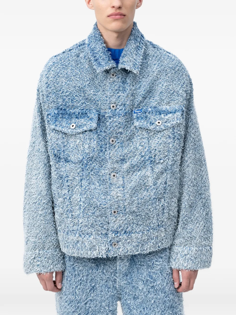 HUGO textured denim jacket - Blu
