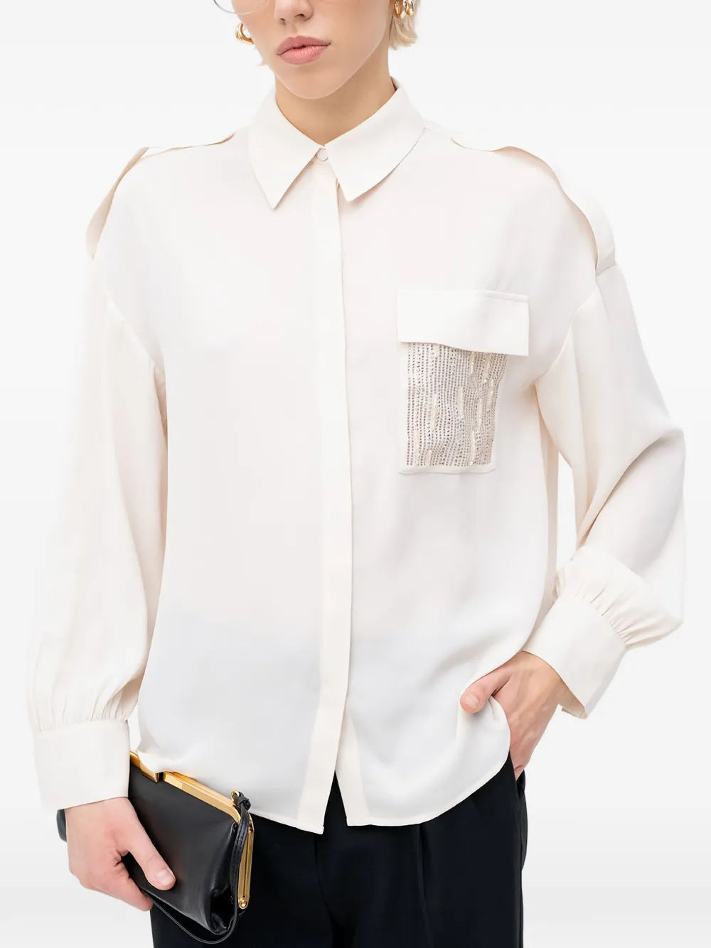 LIU JO sequin-embellished pocket shirt - Toni neutri