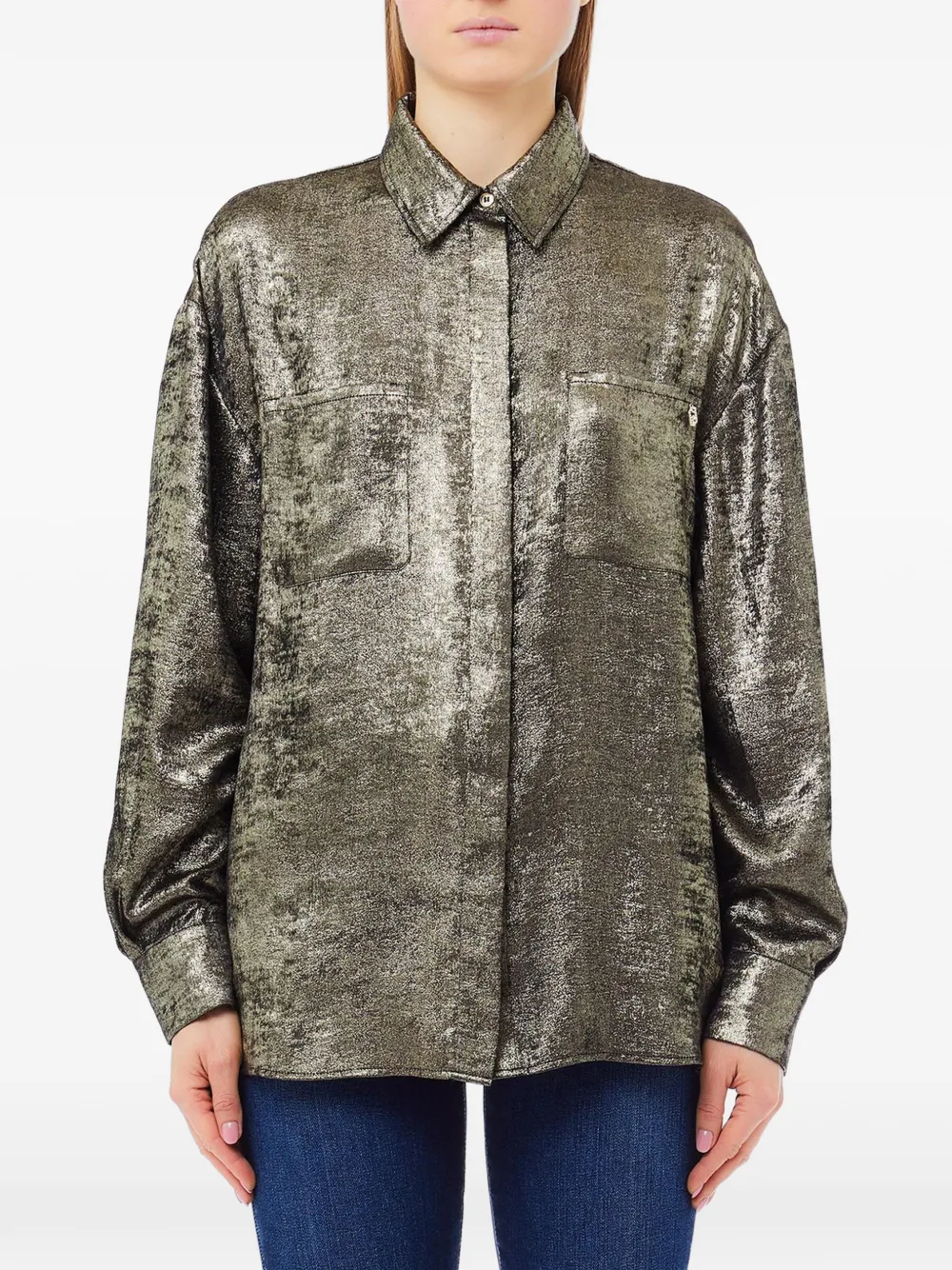 LIU JO Hemd im Metallic-Look mit Brusttaschen - Gold