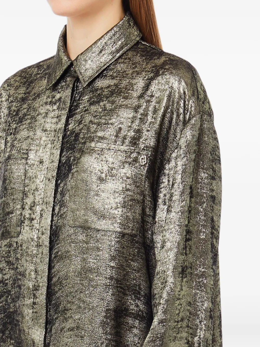 LIU JO Blouse met borstzakken en metallic-effect Goud