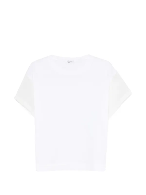 Brunello Cucinelli Sheer-panel T-shirt in White