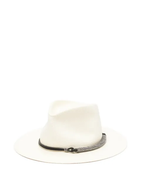 Brunello Cucinelli leather-embellishment fedora hat