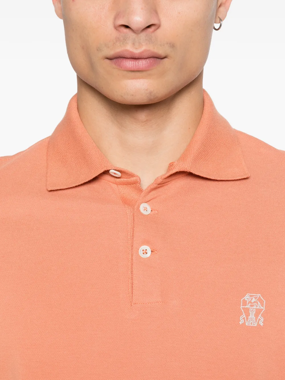 Brunello Cucinelli Poloshirt met logo Oranje