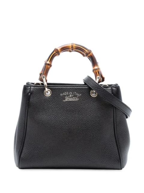 Gucci Pre-Owned bolsa satchel Shopper mini de piel de becerro y bambú 2016-2025